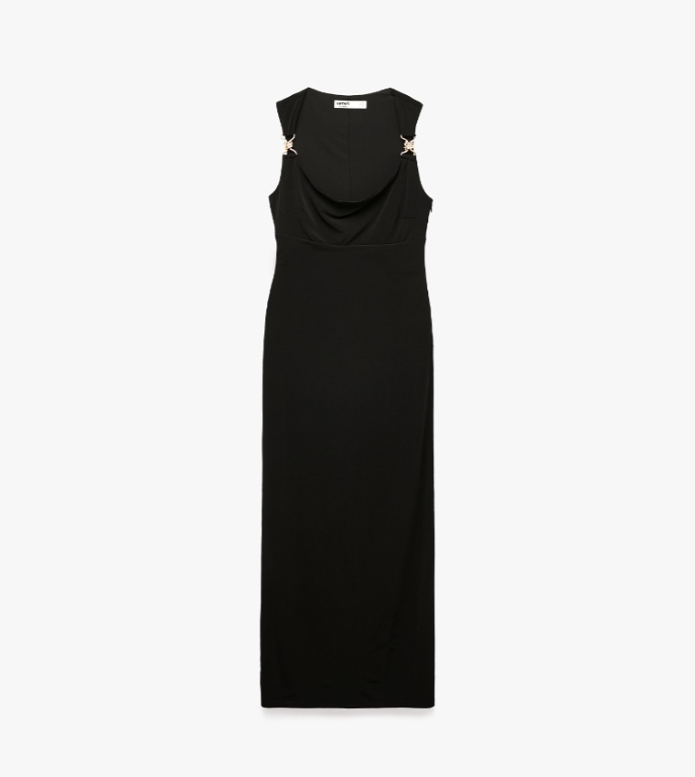 Embellished Cowl Neck Maxi Dress