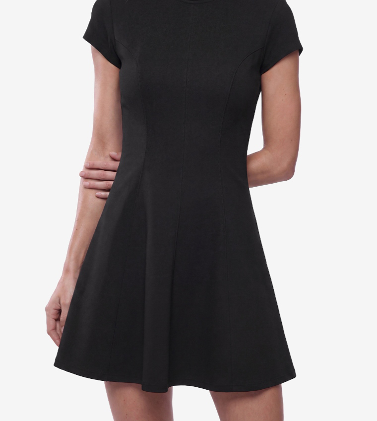 Solid Mock Neck Mini Dress