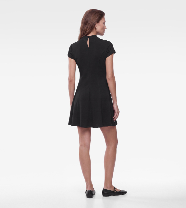 Solid Mock Neck Mini Dress