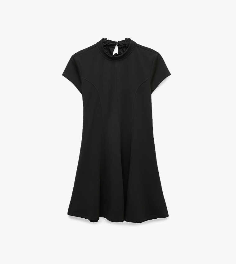 Solid Mock Neck Mini Dress