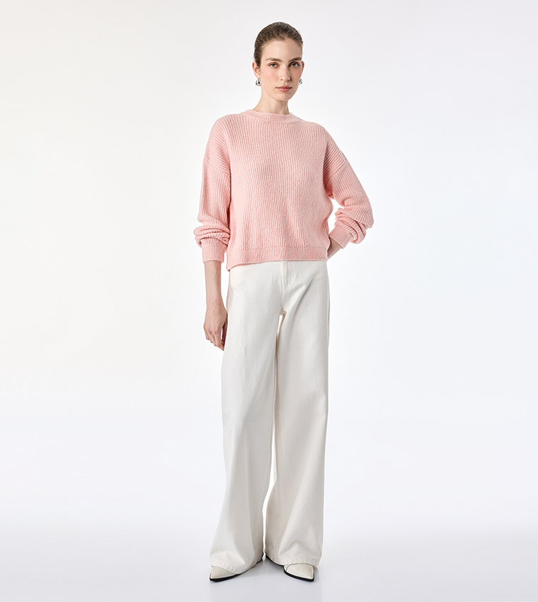 Koton  Round Neck Sweaters - Pink Round Neck Sweaters