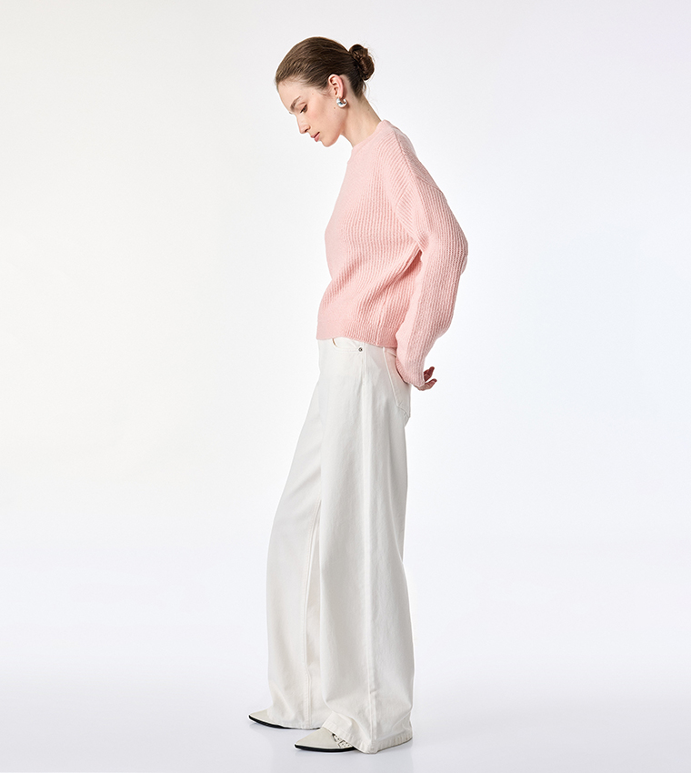 Koton  Round Neck Sweaters - Pink Round Neck Sweaters