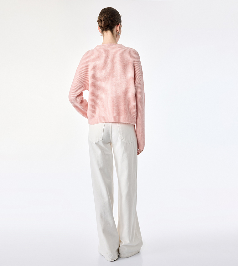 Koton  Round Neck Sweaters - Pink Round Neck Sweaters
