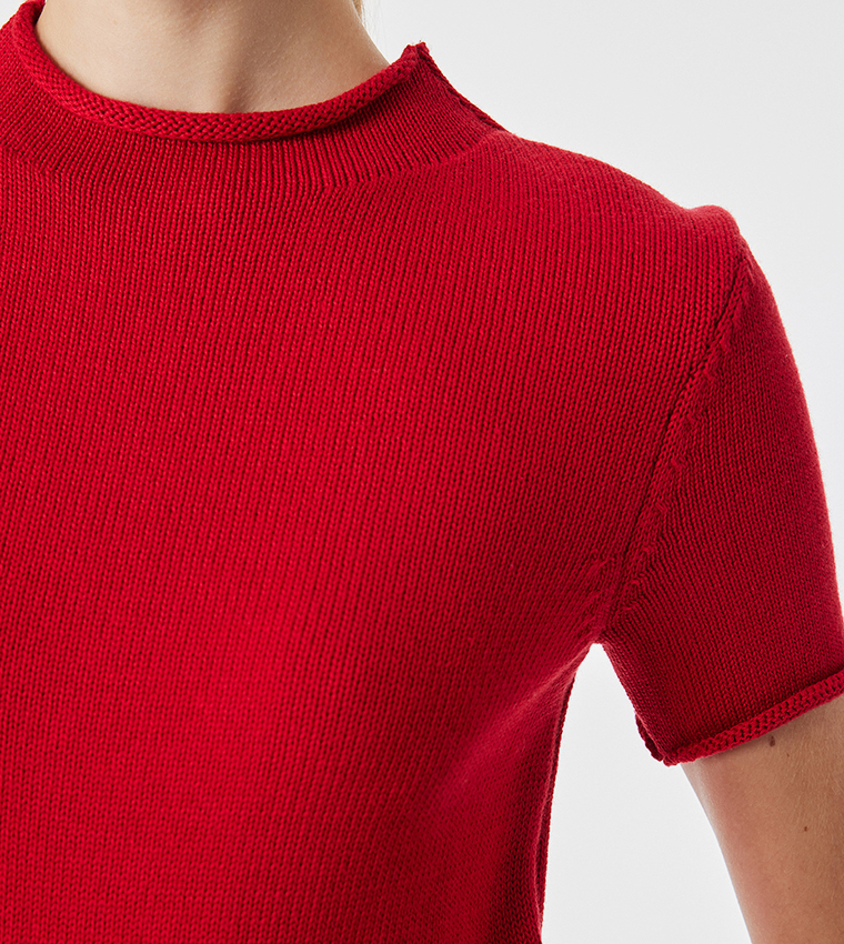 Ribbed High Neck Sweater