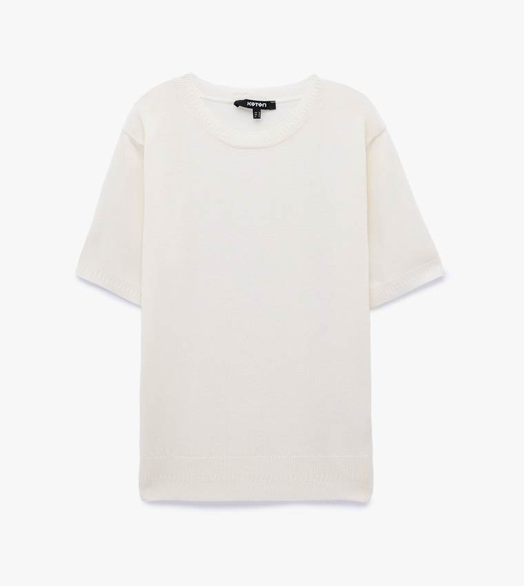 Solid Crew Neck Short Sleeves Sweater