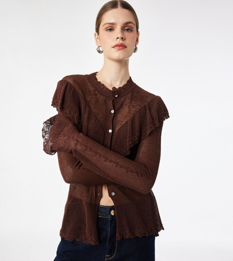 كوتون  كارديغانات  - بني  Short Sleeve T-Shirts