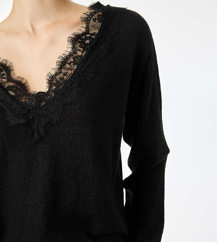 Solid V-Neck Oversized Sweater