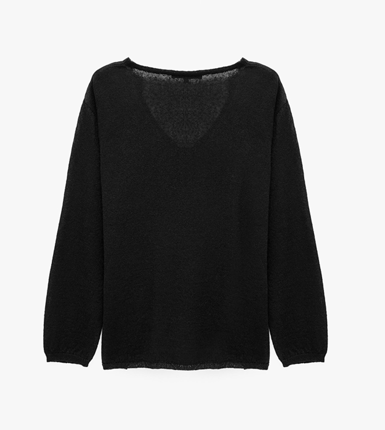 Solid V-Neck Oversized Sweater