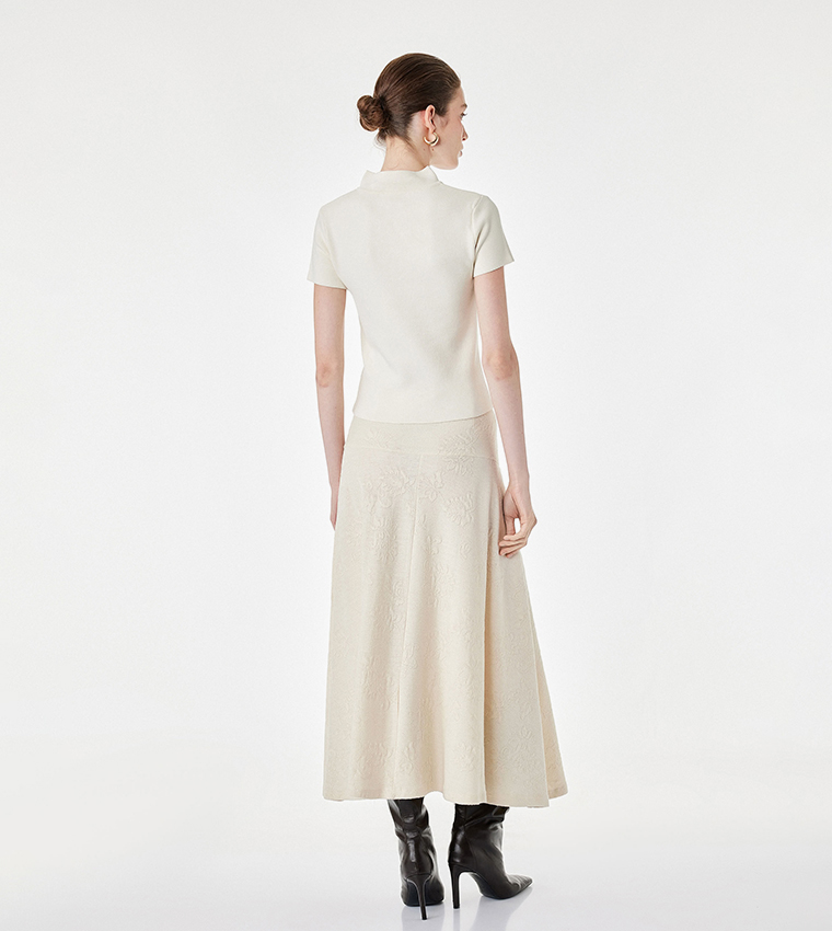 Solid Mandarin Collar Short Sleeves Top