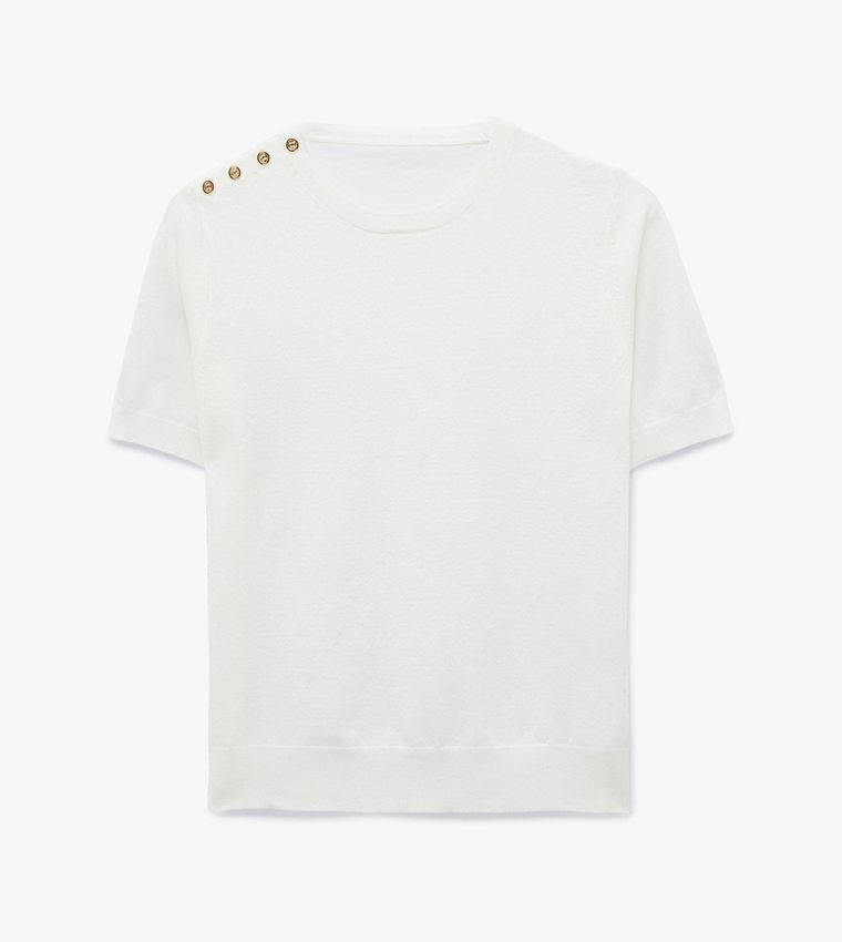 Solid Crew Neck Short Sleeves Sweater