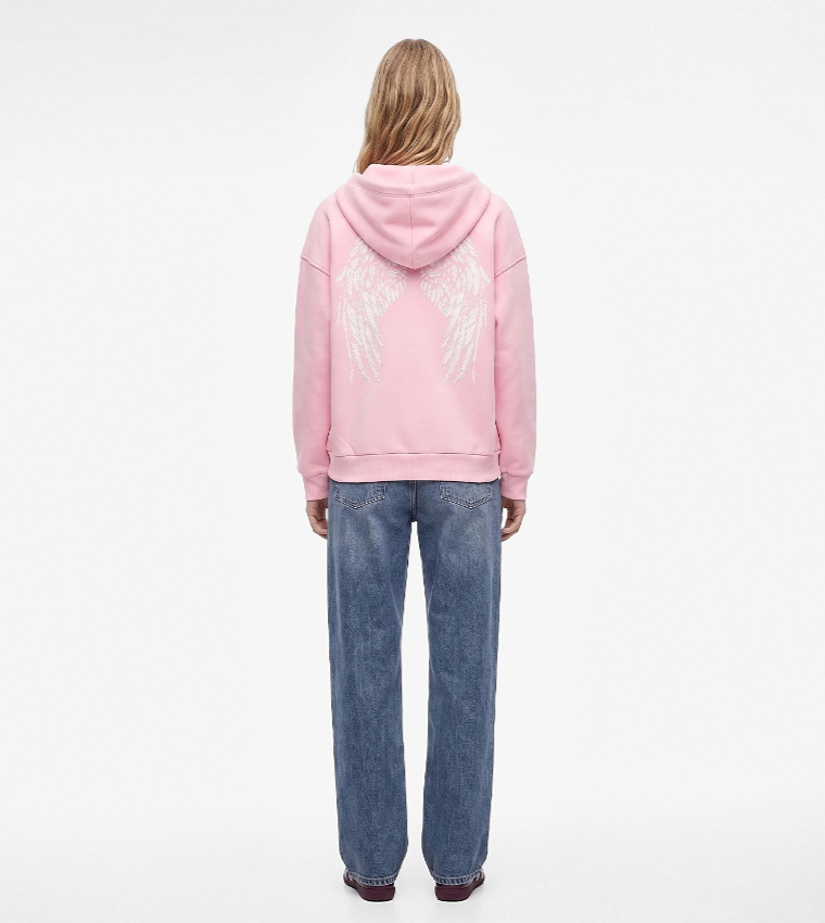 Typography Print Oversized Hooded Jacket