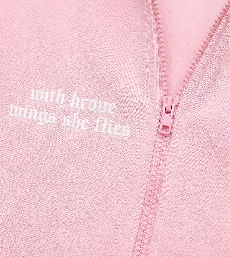 Typography Print Oversized Hooded Jacket