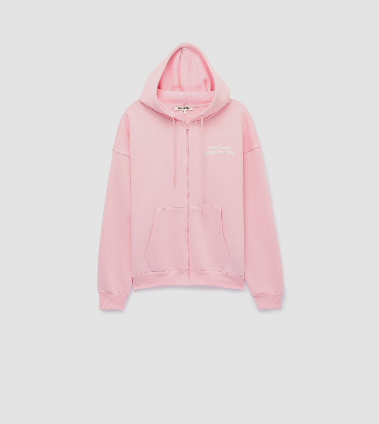 Typography Print Oversized Hooded Jacket