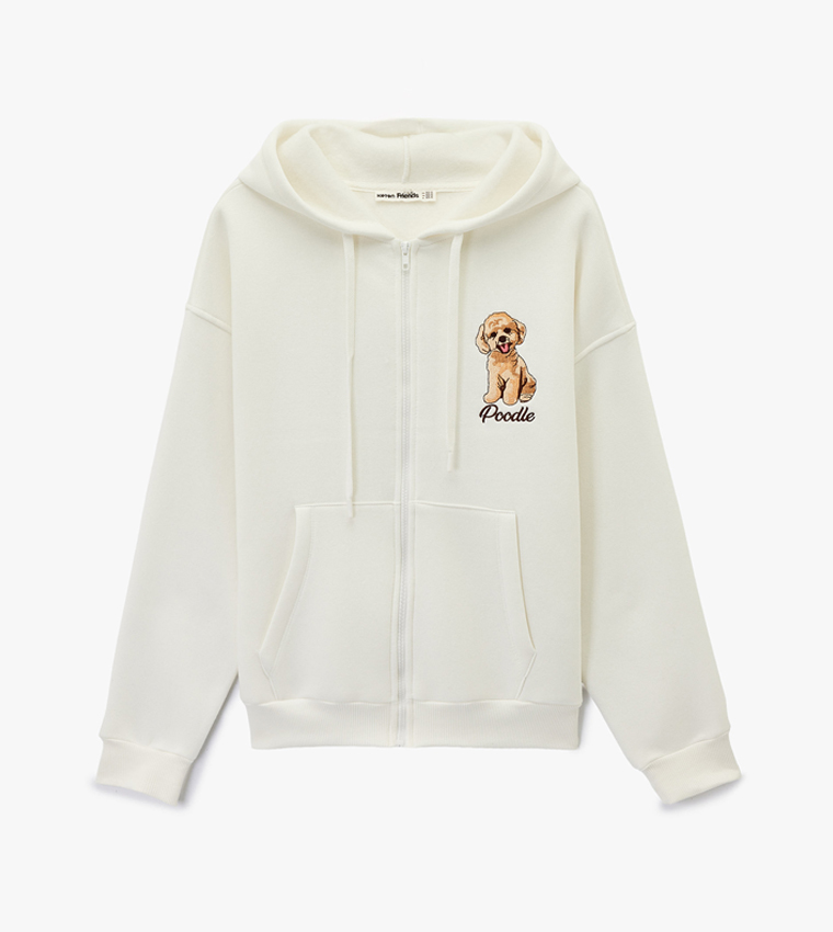 Printed Long Sleeves Oversized Hooded Jacket