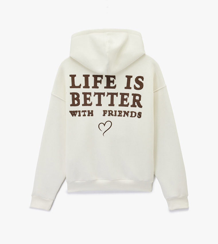 Printed Long Sleeves Oversized Hooded Jacket