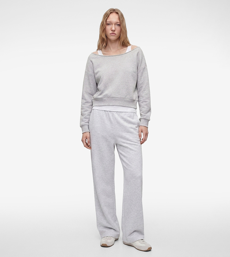 Solid Boat Neck Oversized Sweatshirt