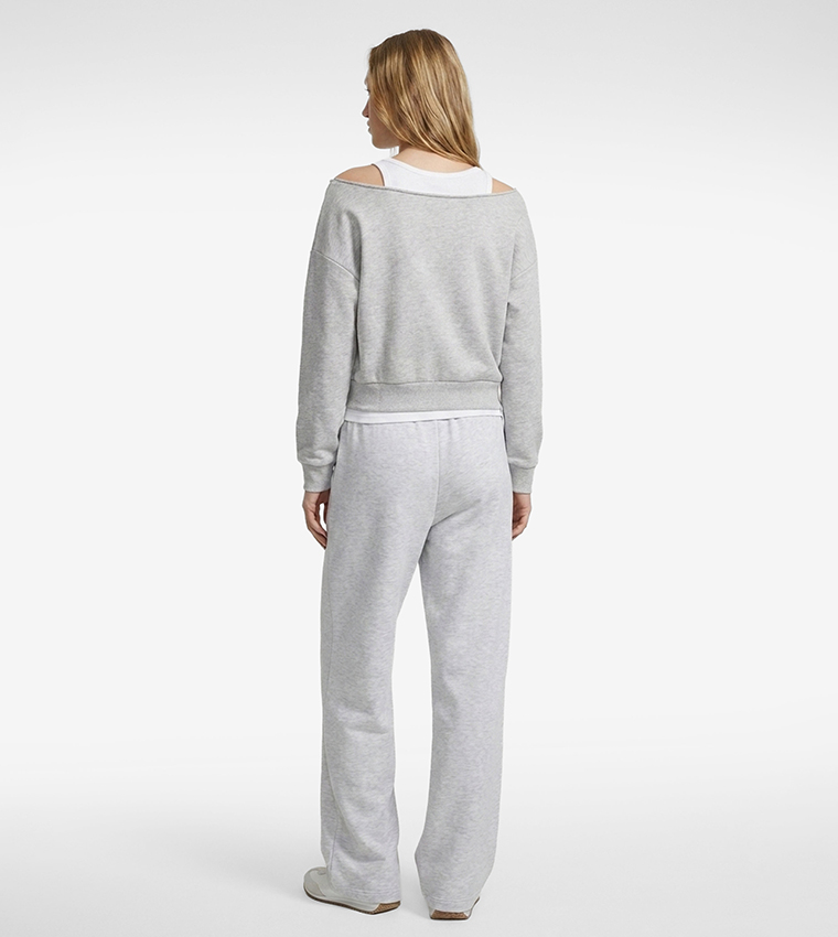 Solid Boat Neck Oversized Sweatshirt