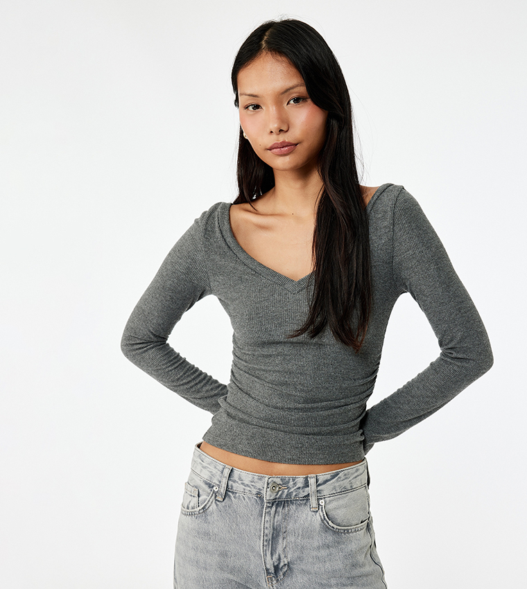 كوتون  توبات كاجوال  - رمادي Casual Tops