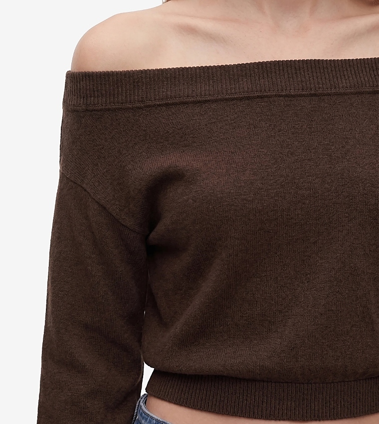 كوتون  سترات بياقة دائرية - بني  Short Sleeve T-Shirts