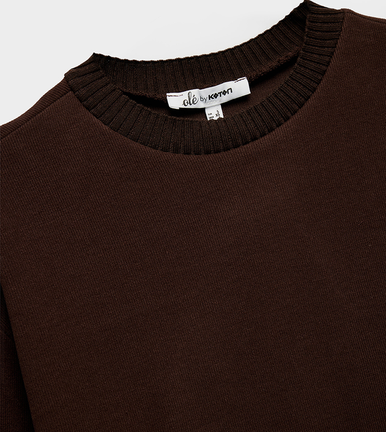 Koton  Round Neck Sweaters - Brown Round Neck Sweaters