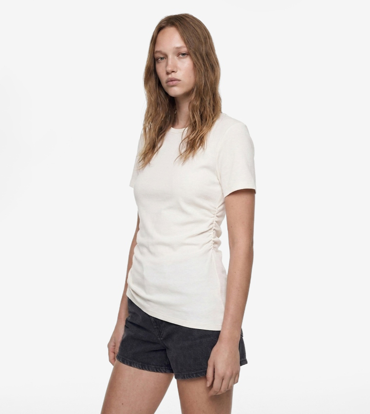 Solid Crew Neck Asymmetric T-Shirt