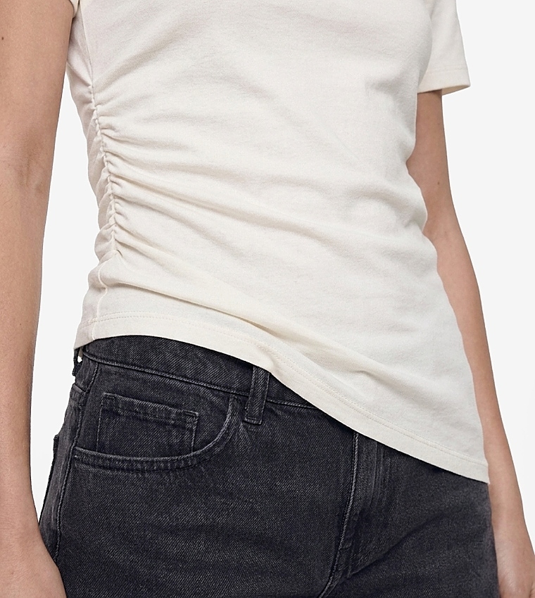 Solid Crew Neck Asymmetric T-Shirt