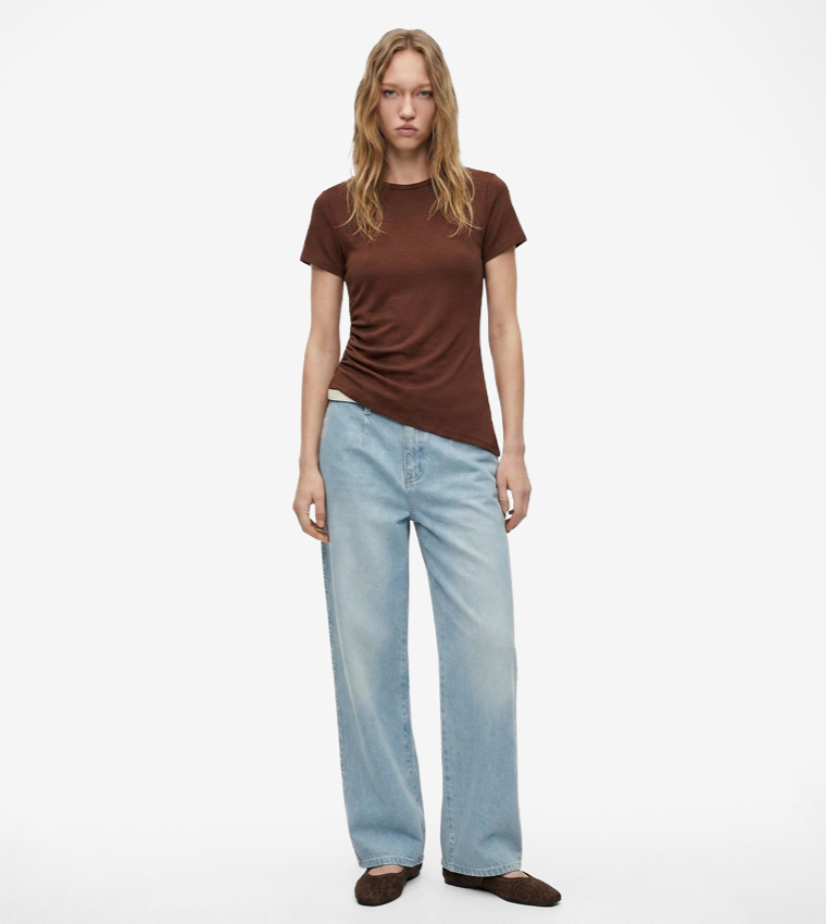 كوتون  تيشيرتات  كم قصير  - بني  Short Sleeve T-Shirts