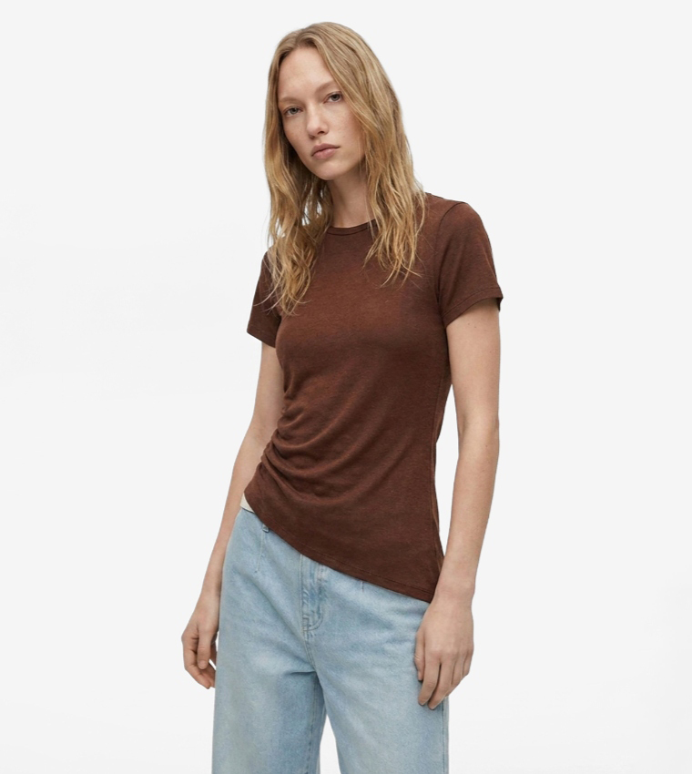 كوتون  تيشيرتات  كم قصير  - بني  Short Sleeve T-Shirts