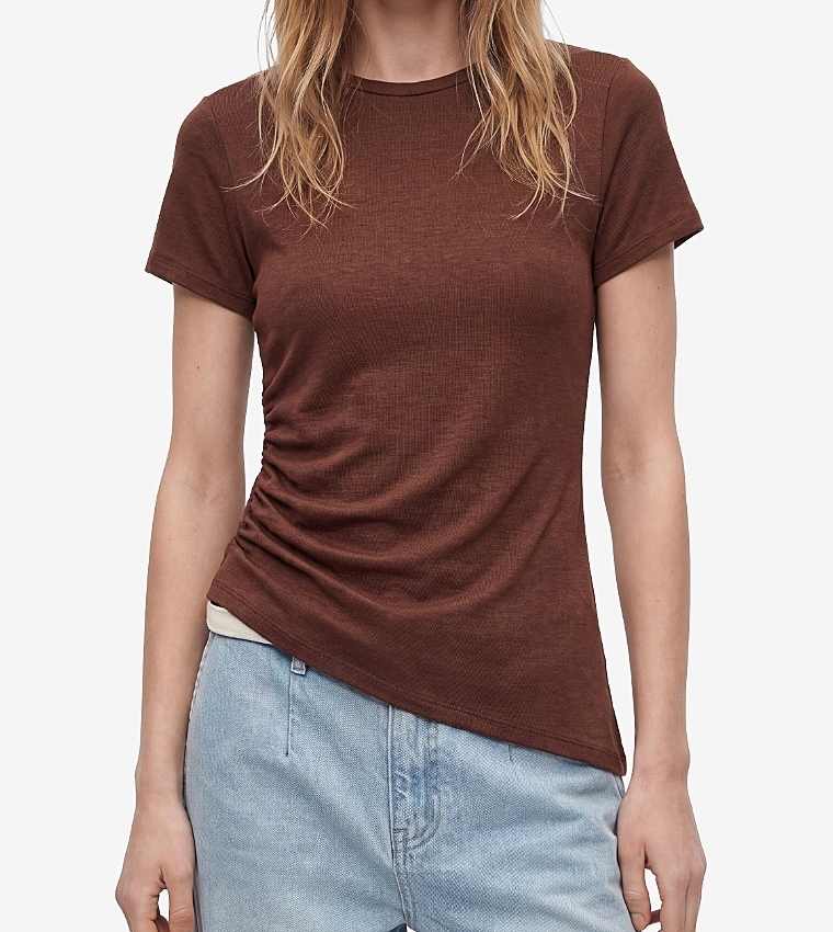 كوتون  تيشيرتات  كم قصير  - بني  Short Sleeve T-Shirts