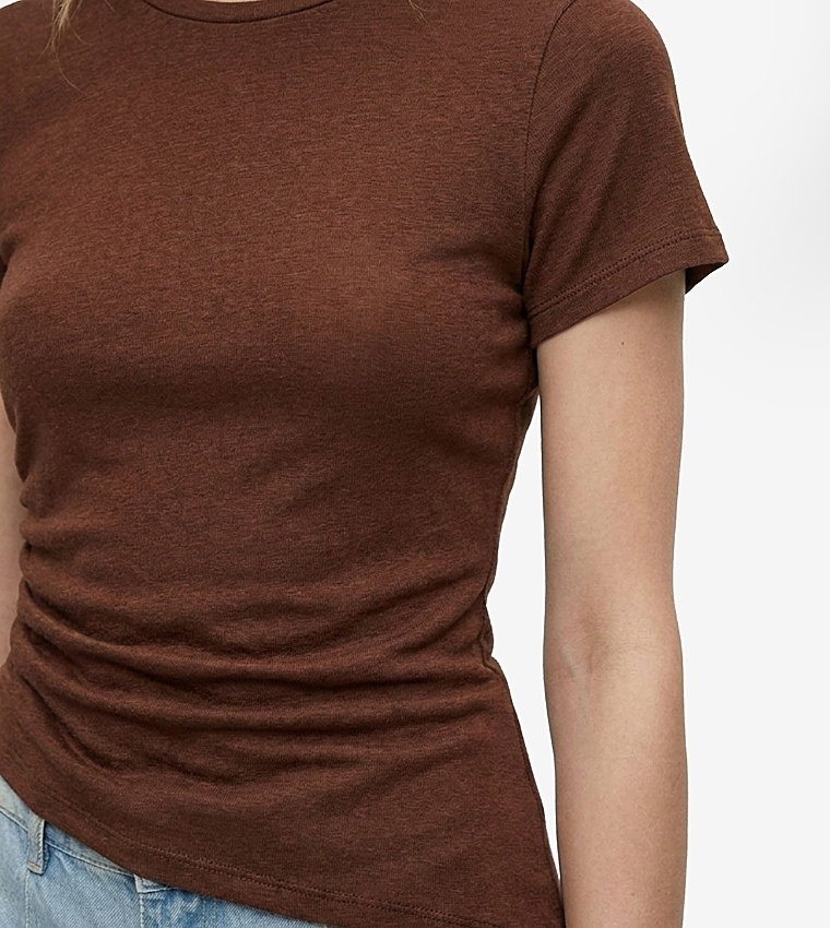 كوتون  تيشيرتات  كم قصير  - بني  Short Sleeve T-Shirts