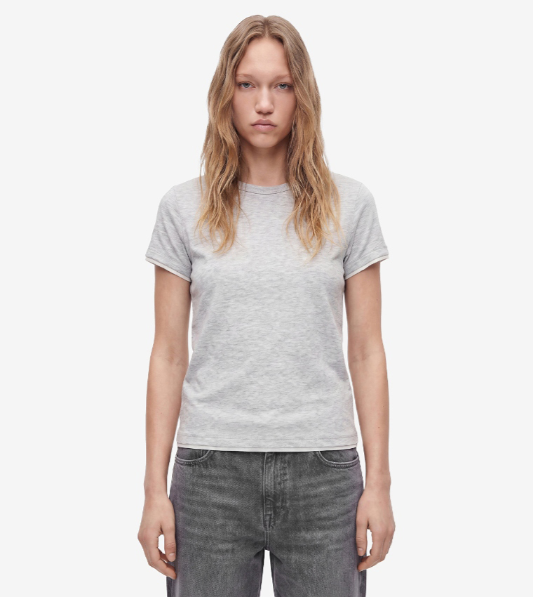 Koton  Short Sleeve T-Shirts - Grey Short Sleeve T-Shirts