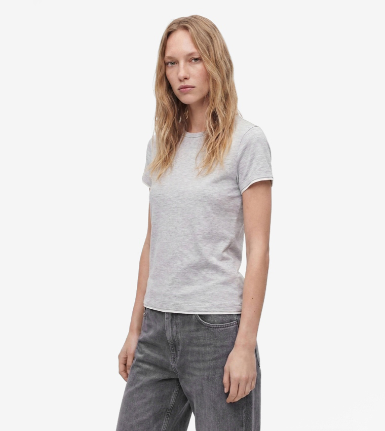 Koton  Short Sleeve T-Shirts - Grey Short Sleeve T-Shirts
