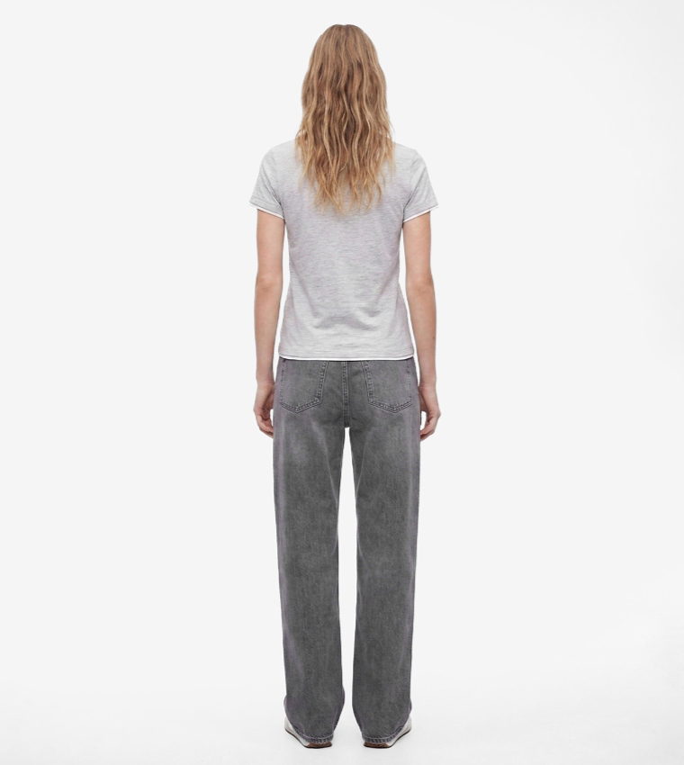 Koton  Short Sleeve T-Shirts - Grey Short Sleeve T-Shirts