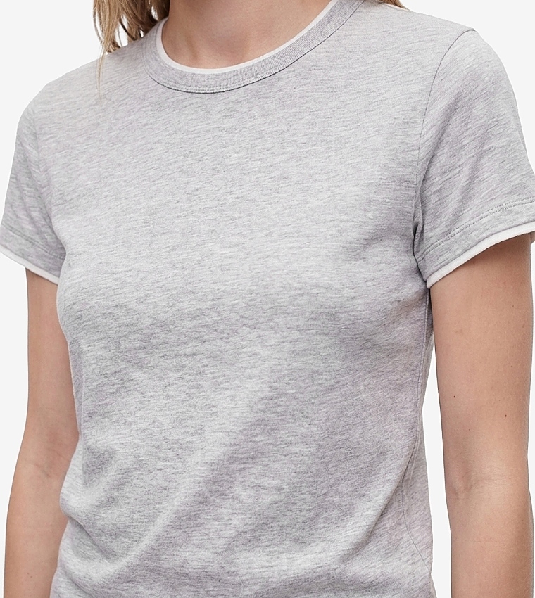 Koton  Short Sleeve T-Shirts - Grey Short Sleeve T-Shirts