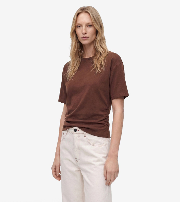 كوتون  تيشيرتات  كم قصير  - بني  Short Sleeve T-Shirts