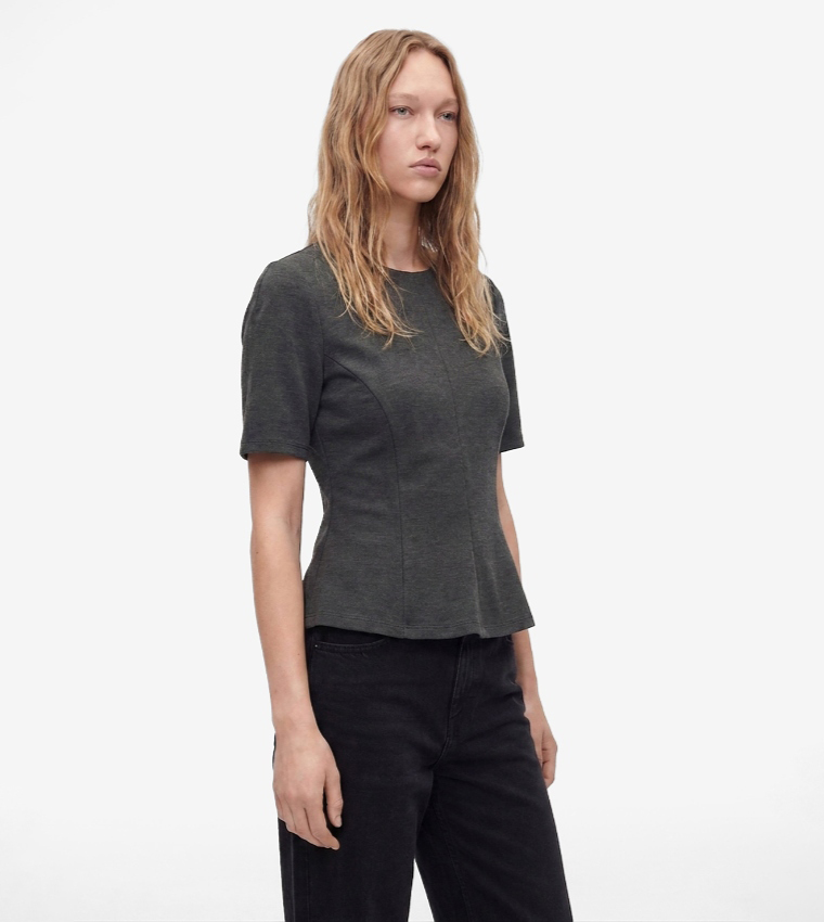 Koton  Casual Tops - Grey Short Sleeve T-Shirts