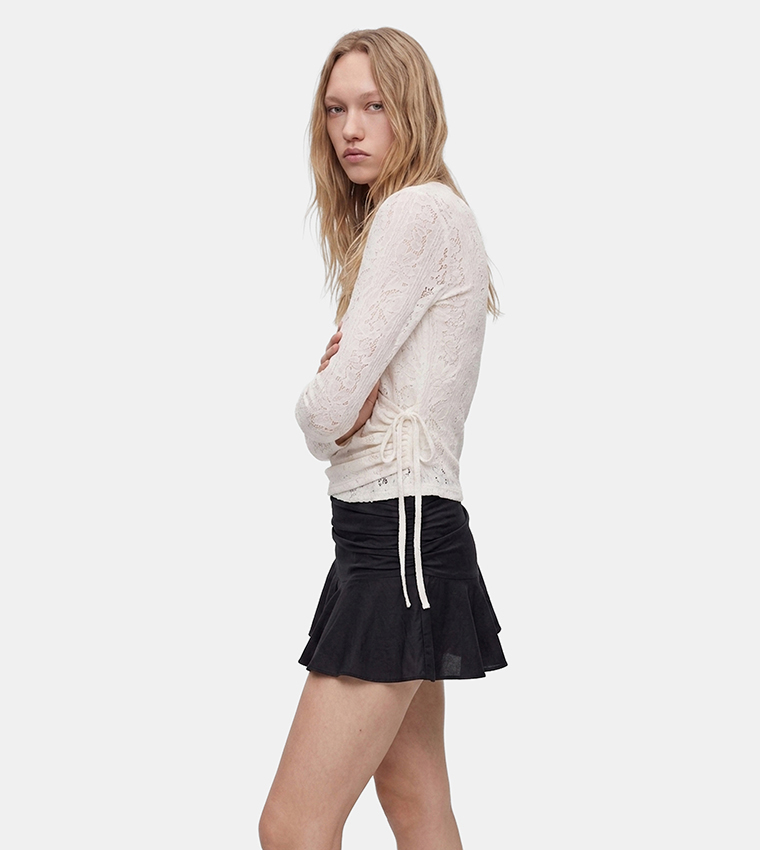 Lace V Neck Wrap Top