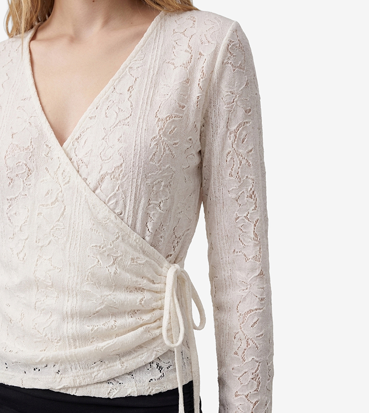 Lace V Neck Wrap Top