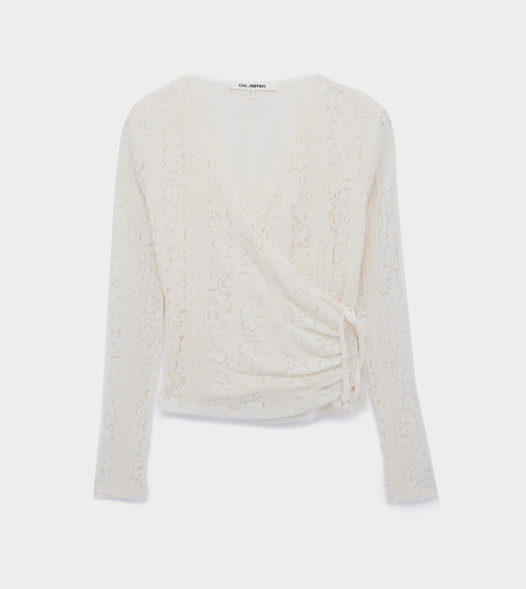 Lace V Neck Wrap Top