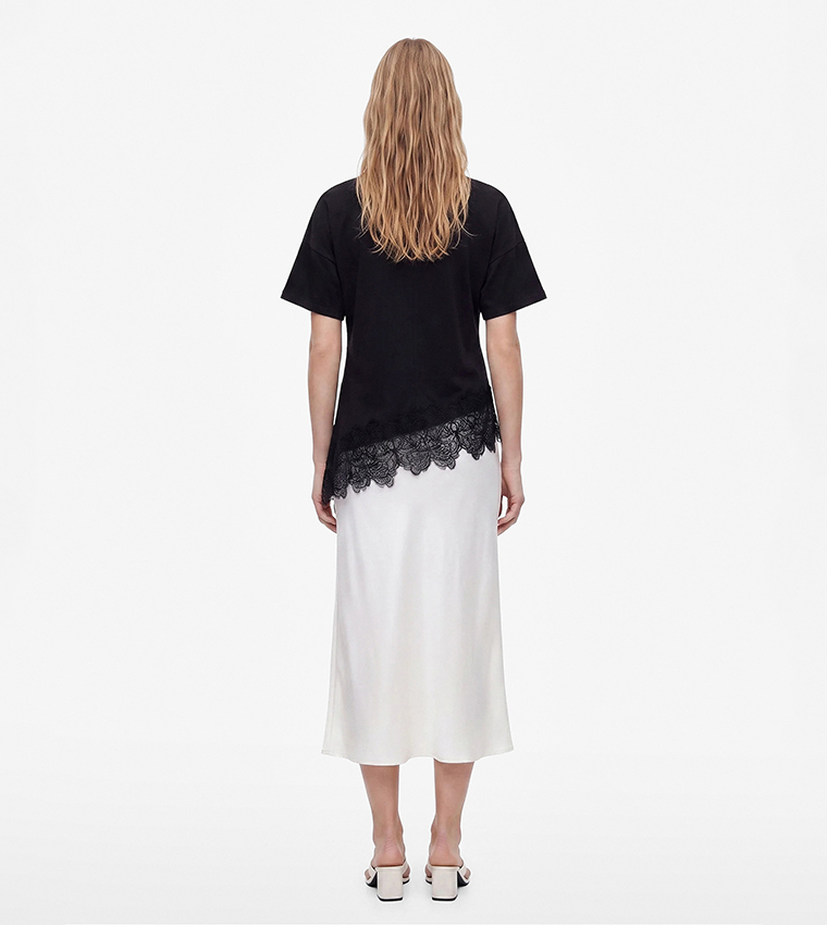 Lace Trim Crew Neck Top