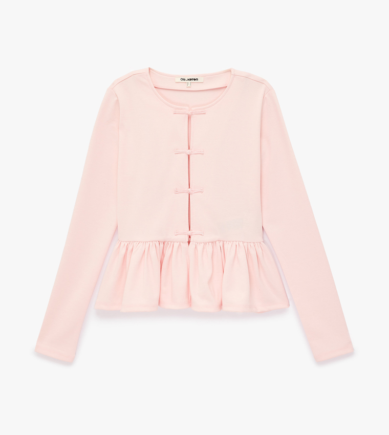 Solid Long Sleeves Peplum Top