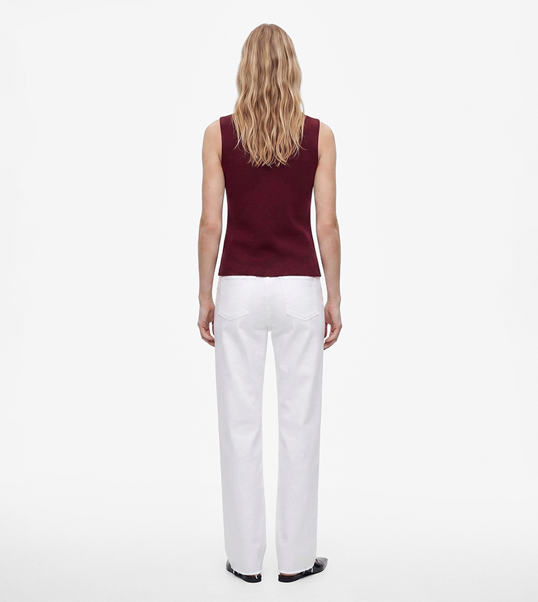 كوتون  توبات بلا أكمام  - بورغندي Sleeveless Tops
