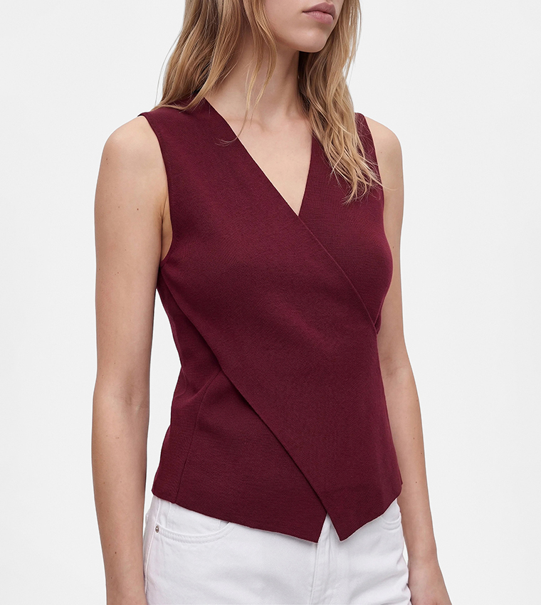 كوتون  توبات بلا أكمام  - بورغندي Sleeveless Tops