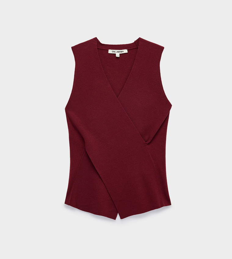 كوتون  توبات بلا أكمام  - بورغندي Sleeveless Tops