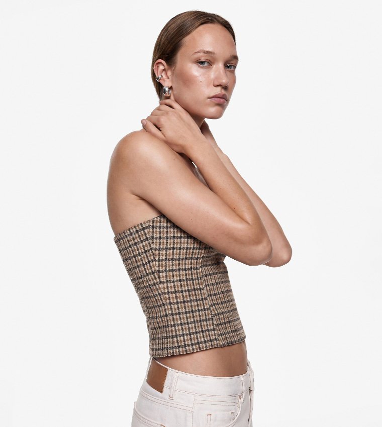Koton  Cropped Tops - Brown Mini Skirts