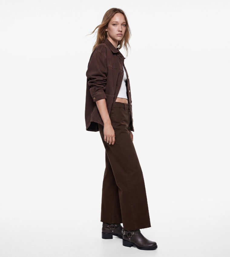Solid Wide Leg Jeans