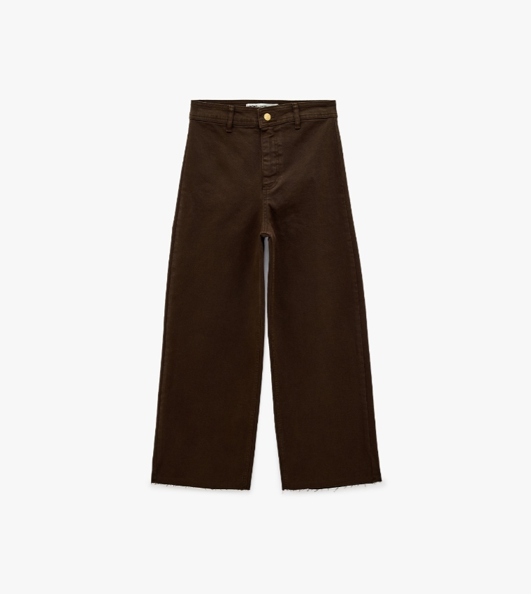 Solid Wide Leg Jeans