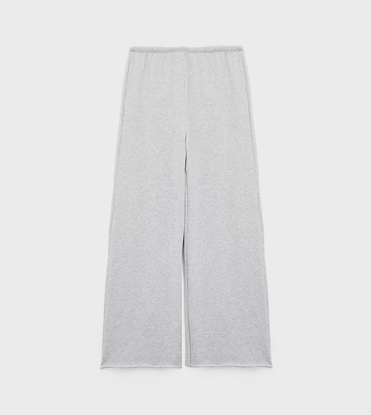 Solid Drawstring Waist Flared Sweatpants
