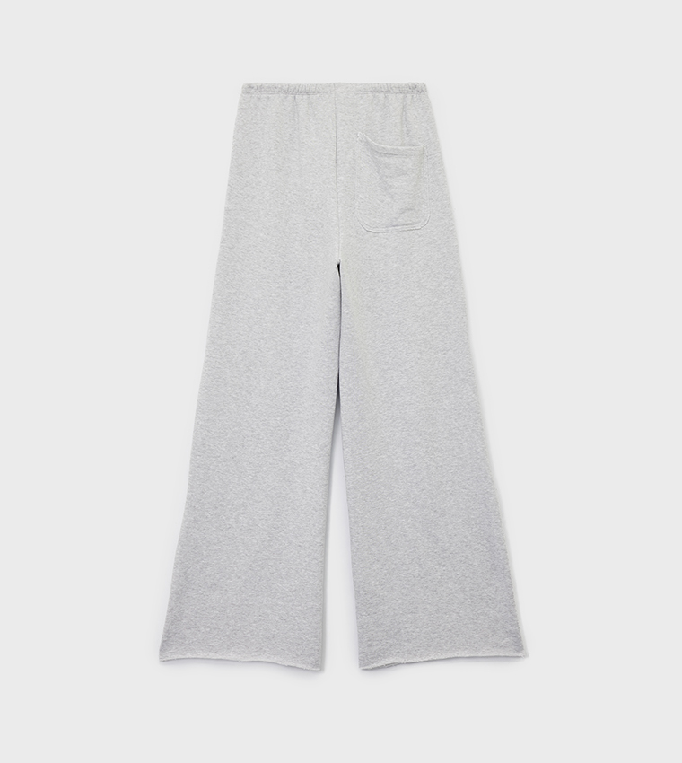 Solid Drawstring Waist Flared Sweatpants