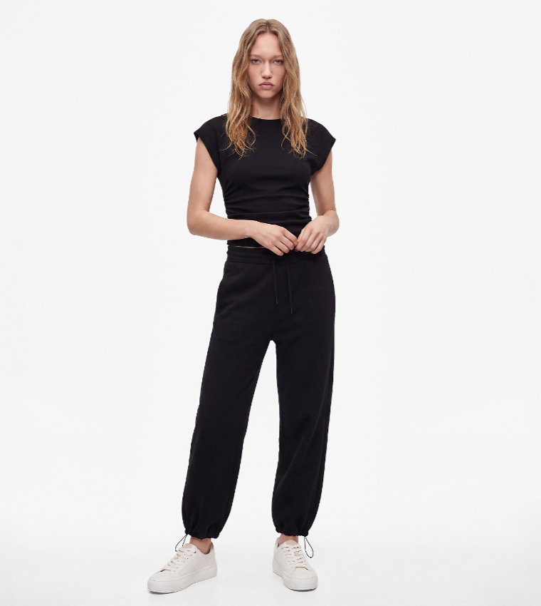 كوتون  بناطيل رياضية - أسود Sleeveless Tops